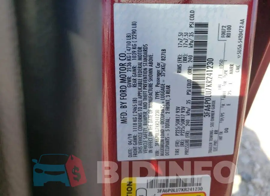 3FA6P0LU7KR241230 Photo# 10
