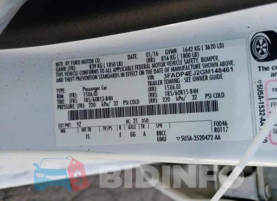 3FADP4EJ2GM148461 Photo# 10