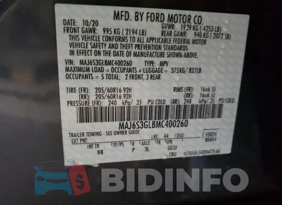 MAJ6S3GL8MC400260 Photo# 10