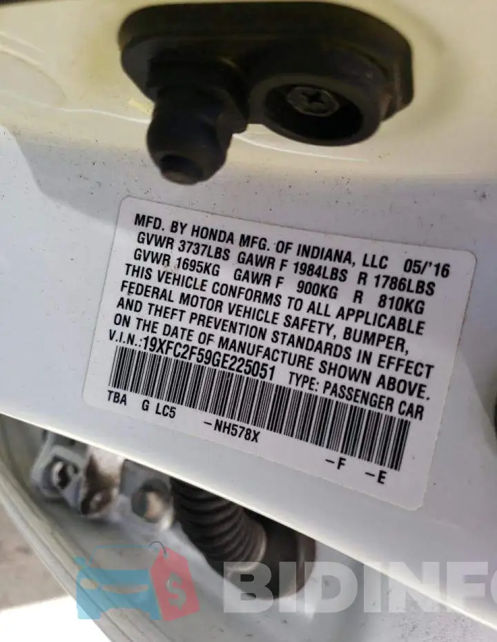 19XFC2F59GE225051 Photo# 10