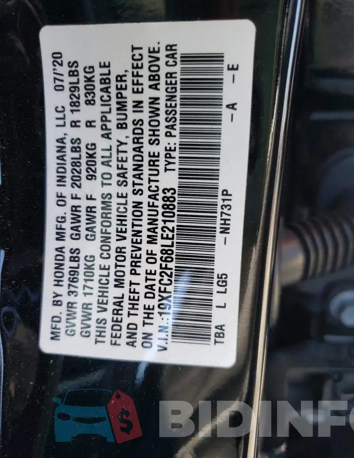 19XFC2F68LE210883 Photo# 10