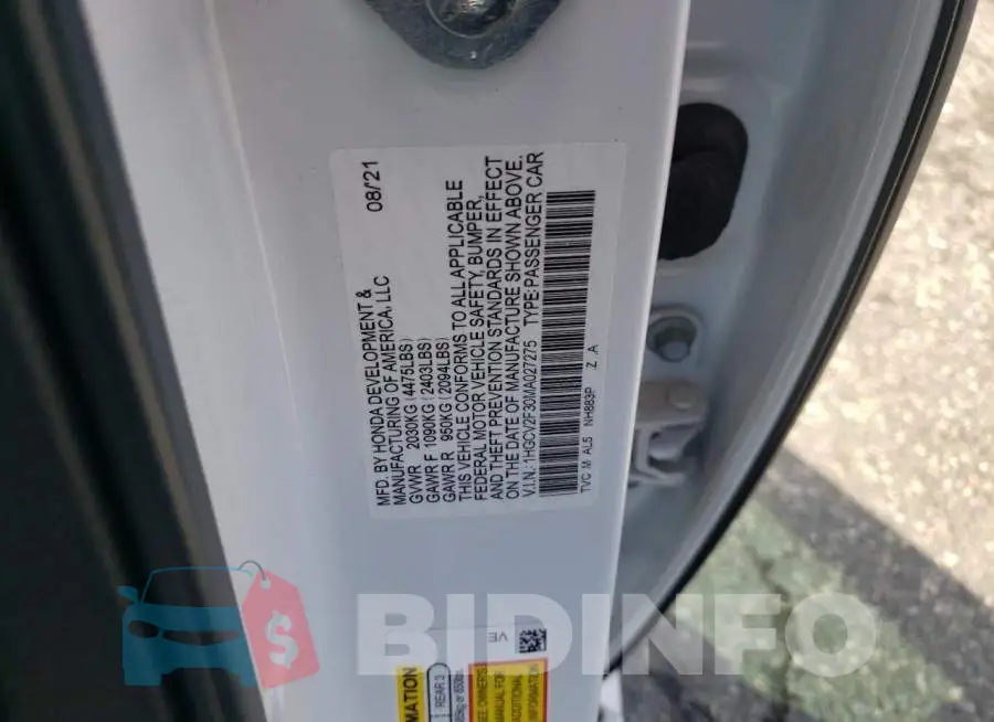 1HGCV2F30MA027275 Photo# 10