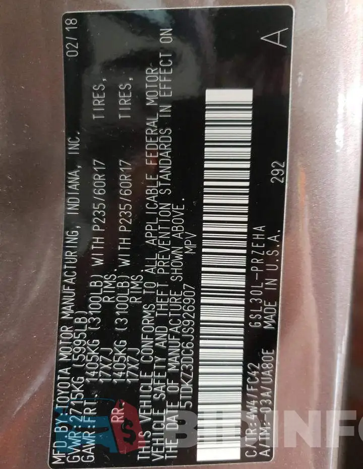 5TDKZ3DC6JS926907 Photo# 10