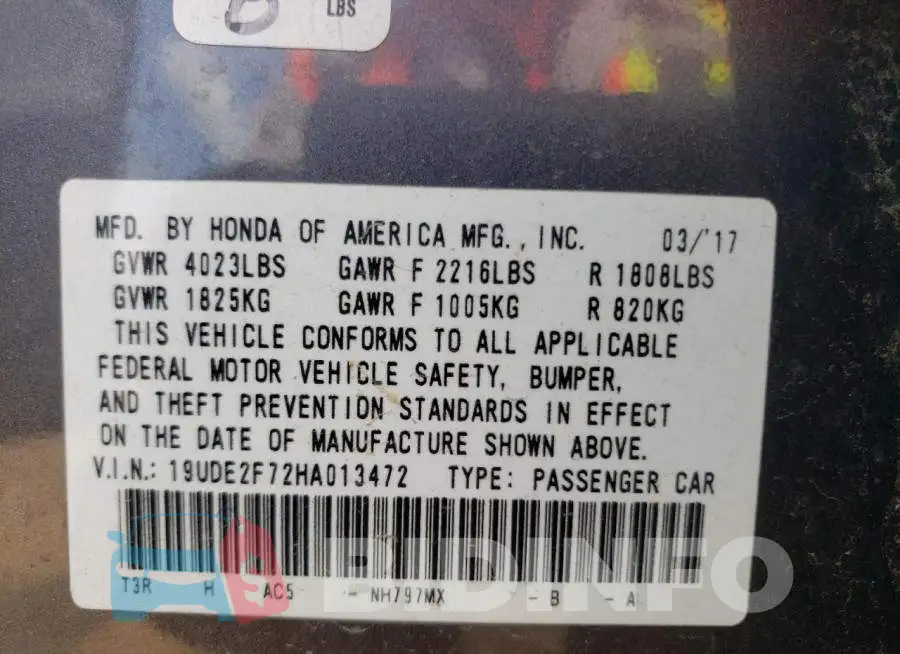 19UDE2F72HA013472 Photo# 10
