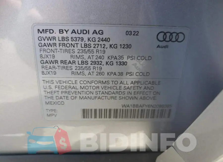 WA1BBAFY6N2088385 Photo# 10