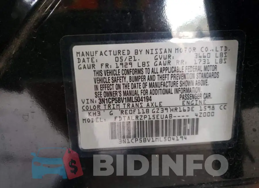 3N1CP5BV1ML504194 Photo# 10