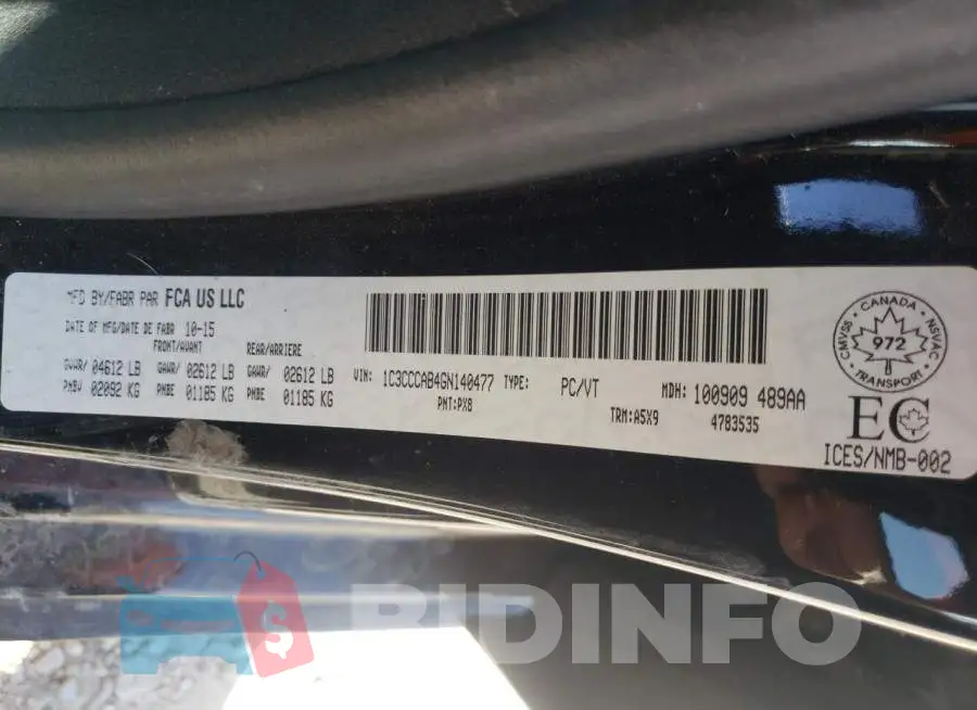 1C3CCCAB4GN140477 Photo# 10