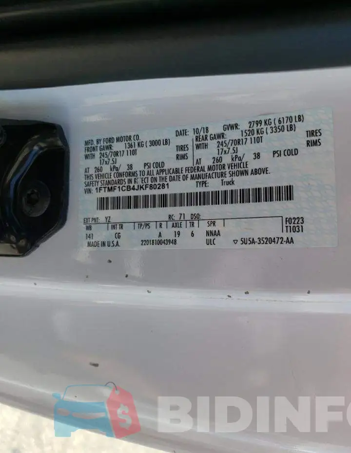 1FTMF1CB4JKF80281 Photo# 10