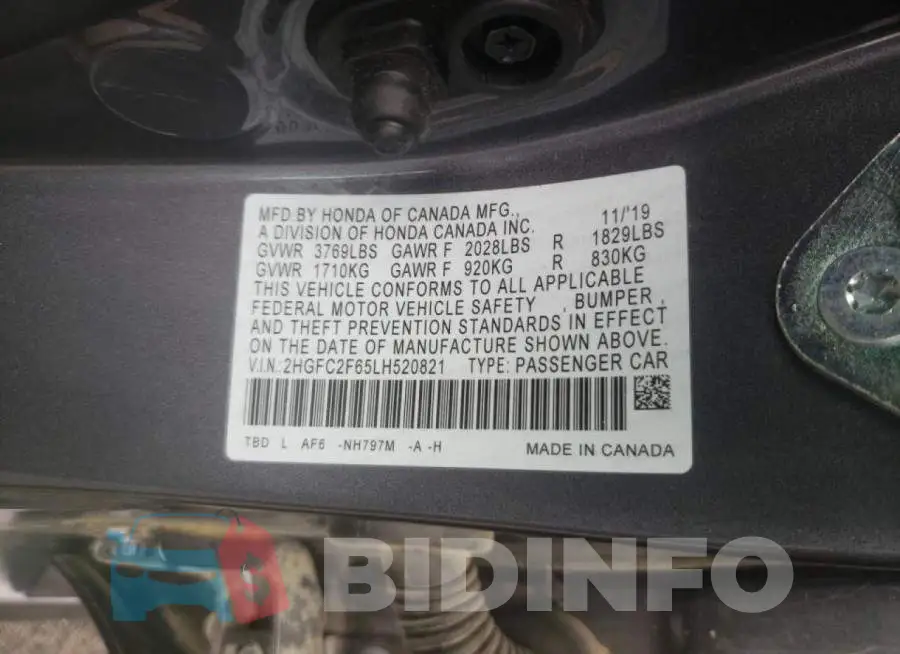 2HGFC2F65LH520821 Photo# 10