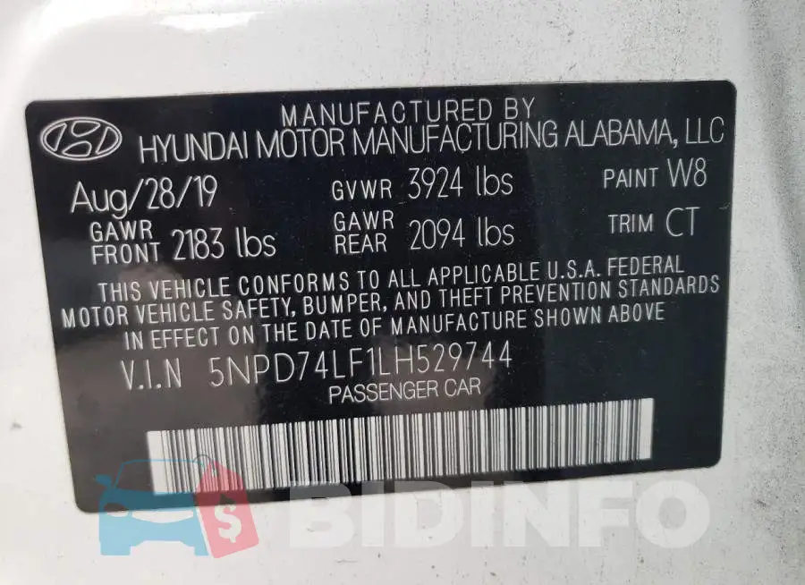 5NPD74LF1LH529744 Photo# 10