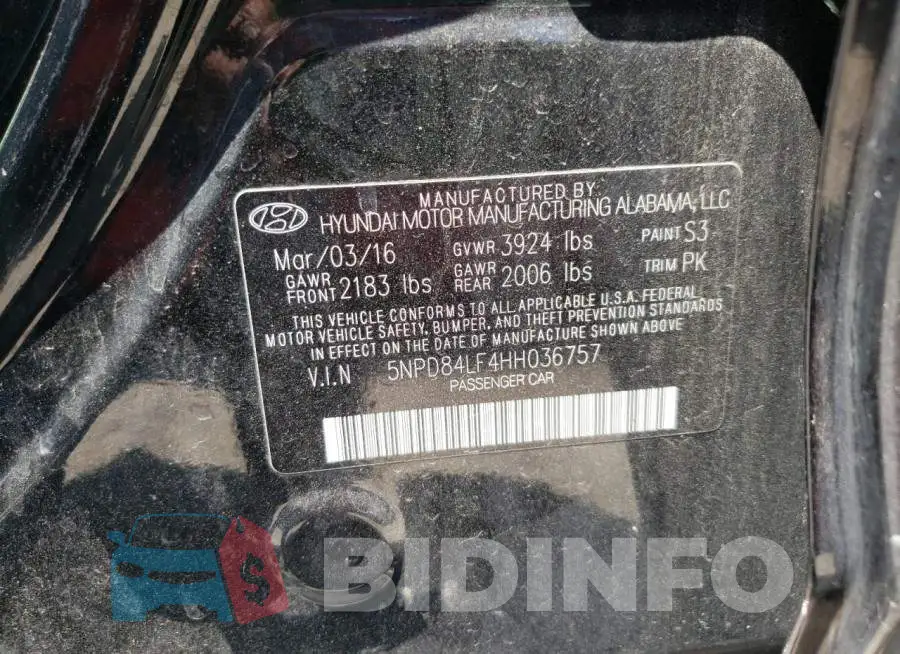5NPD84LF4HH036757 Photo# 10