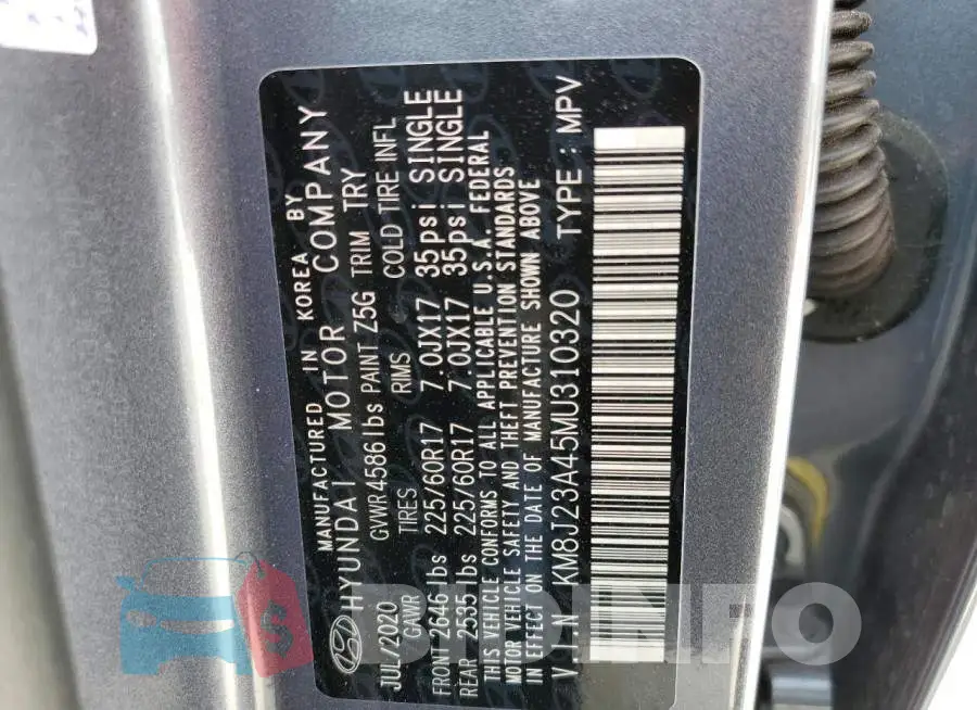 KM8J23A45MU310320 Photo# 10