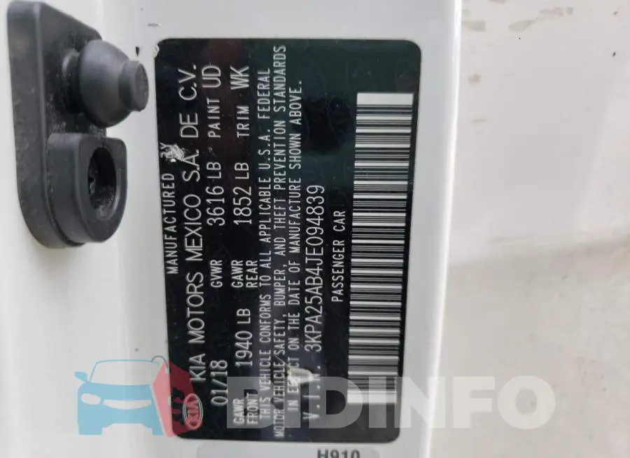 3KPA25AB4JE094839 Photo# 10