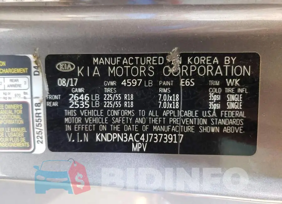 KNDPN3AC4J7373917 Photo# 10