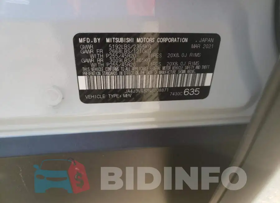 JA4J3VA82NZ008871 Photo# 10