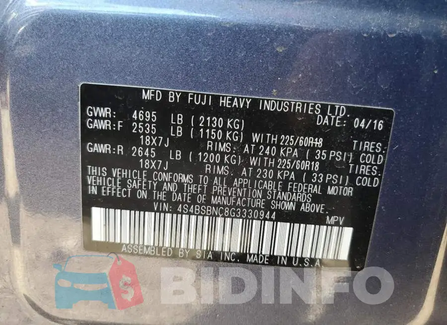 4S4BSBNC8G3330944 Photo# 10