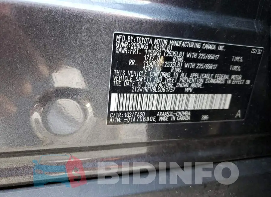 2T3W1RFV8LC061757 Photo# 10