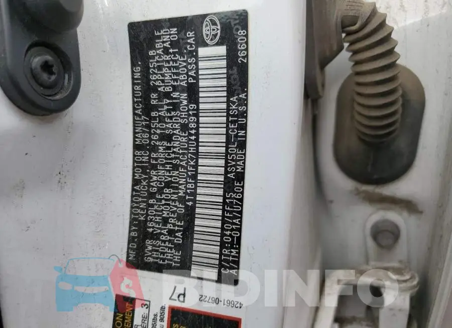 4T1BF1FK7HU448919 Photo# 10