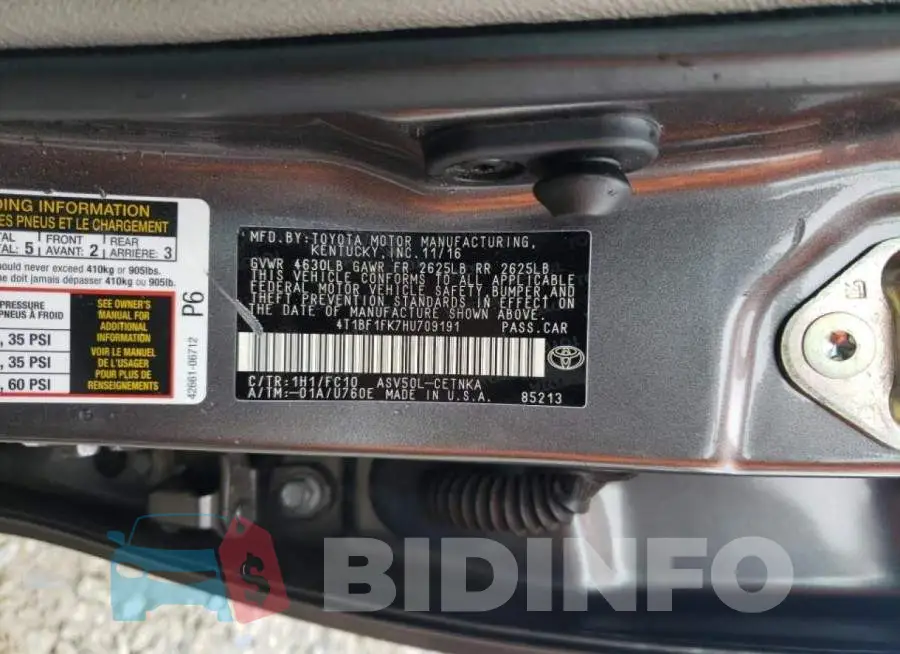 4T1BF1FK7HU709191 Photo# 10