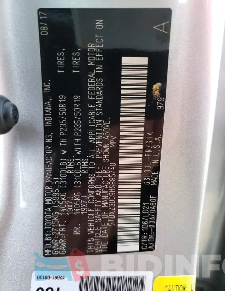 5TDXZ3DC9HS885740 Photo# 10