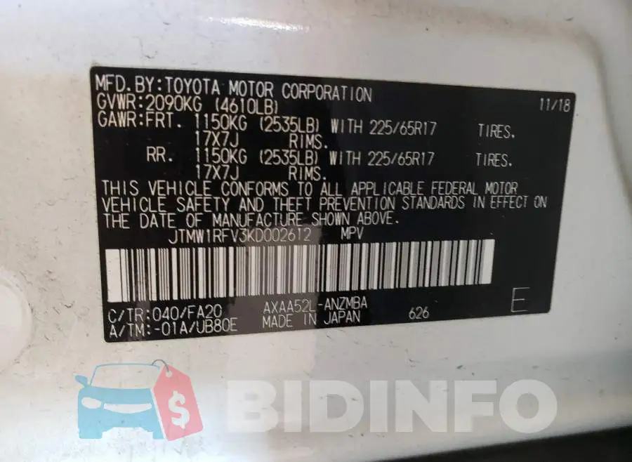 JTMW1RFV3KD002612 Photo# 10