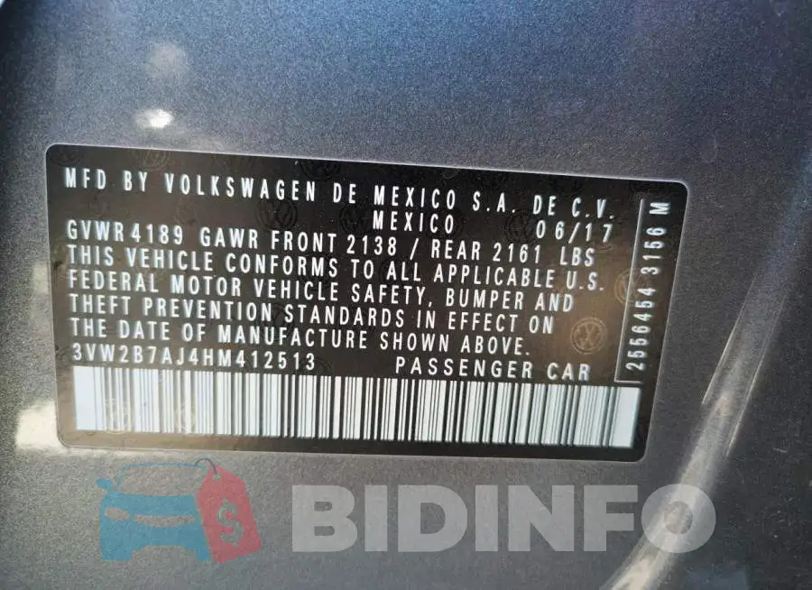 3VW2B7AJ4HM412513 Photo# 10
