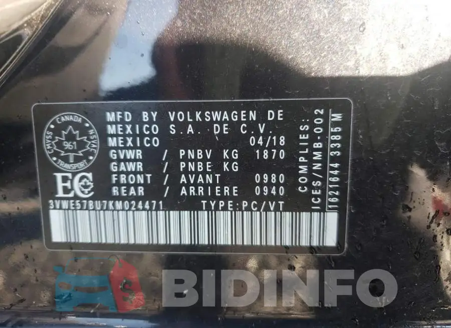 3VWE57BU7KM024471 Photo# 10