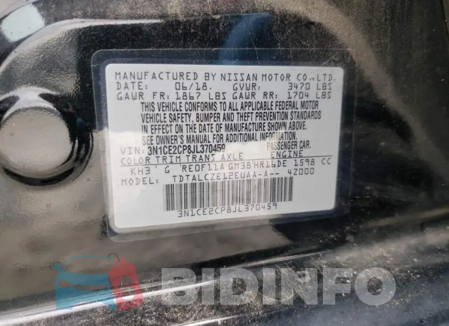 3N1CE2CP8JL370459 Photo# 10