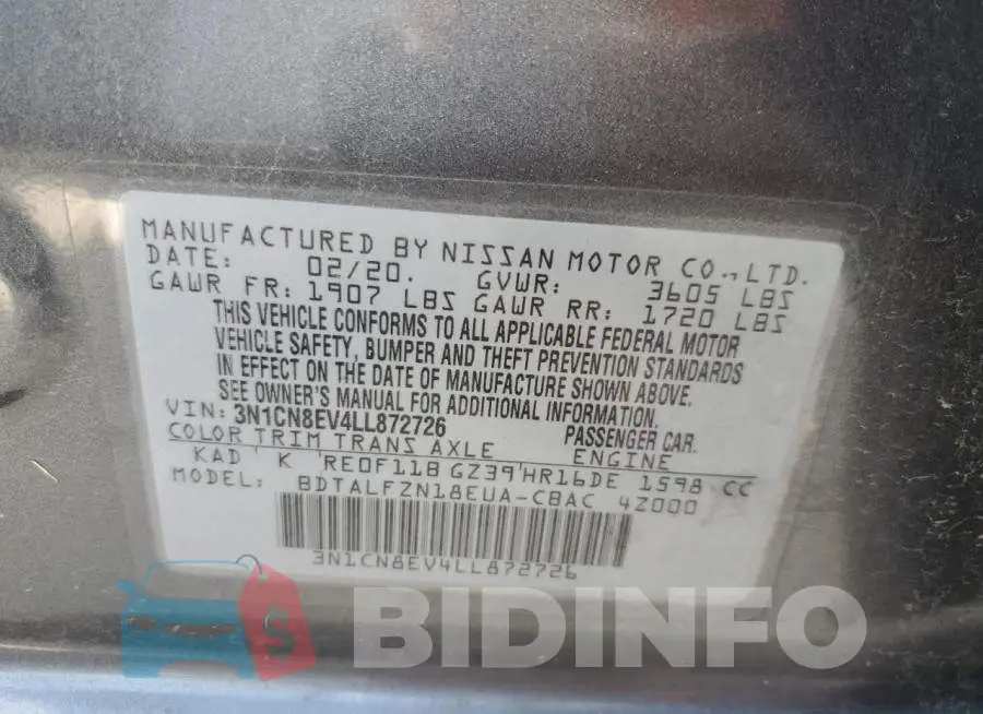 3N1CN8EV4LL872726 Photo# 10
