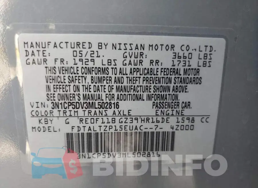3N1CP5DV3ML502816 Photo# 10