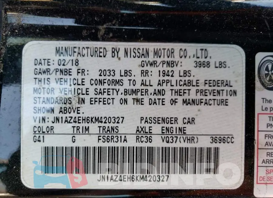 JN1AZ4EH6KM420327 Photo# 10