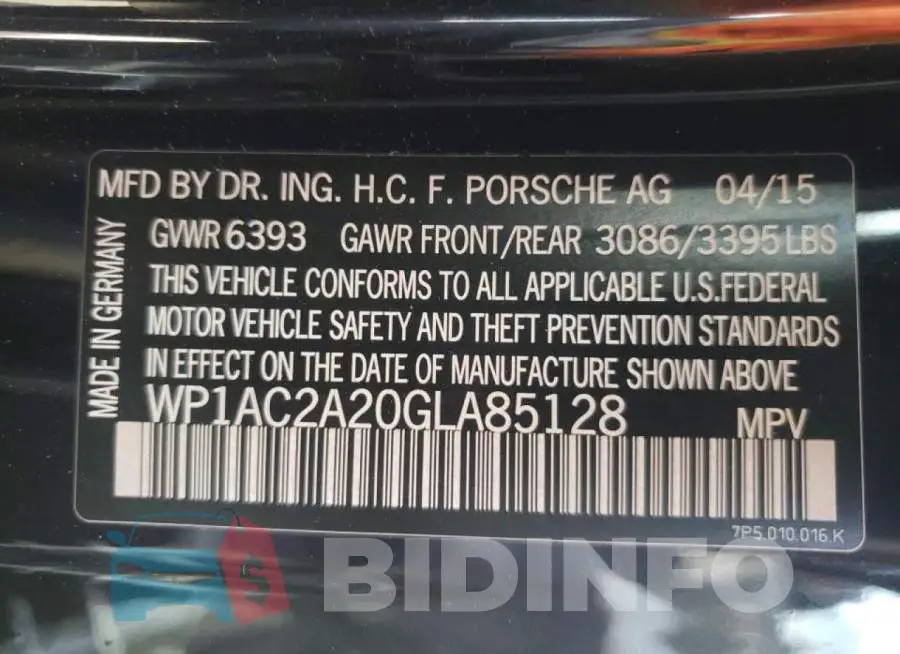 WP1AC2A20GLA85128 Photo# 10