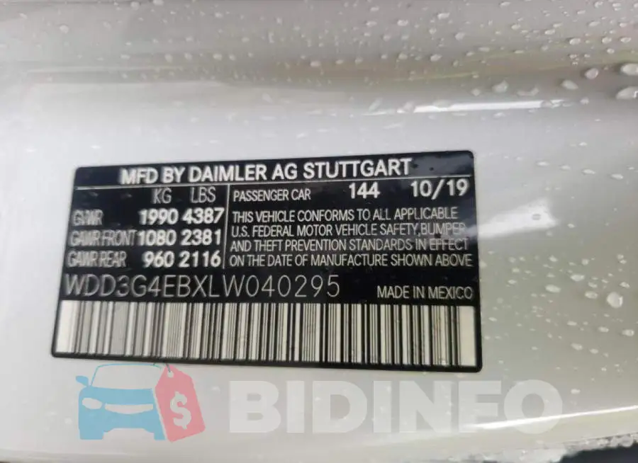 WDD3G4EBXLW040295 Photo# 10