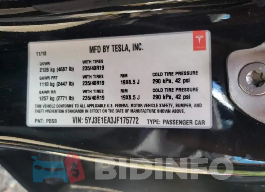 5YJ3E1EA3JF175772 Photo# 10