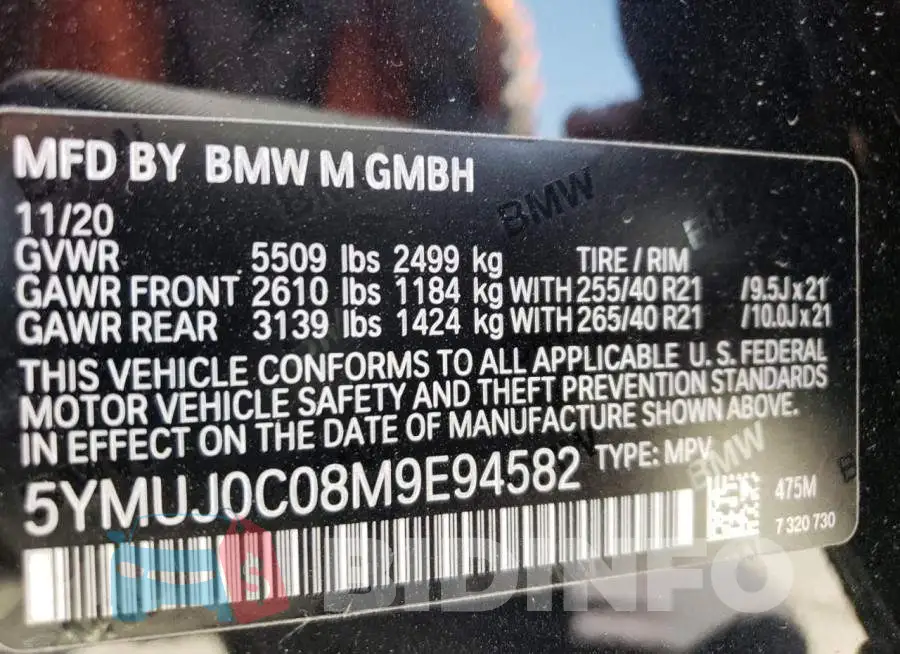 5YMUJ0C08M9E94582 Photo# 10