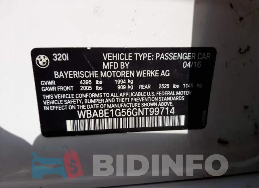 WBA8E1G56GNT99714 Photo# 10