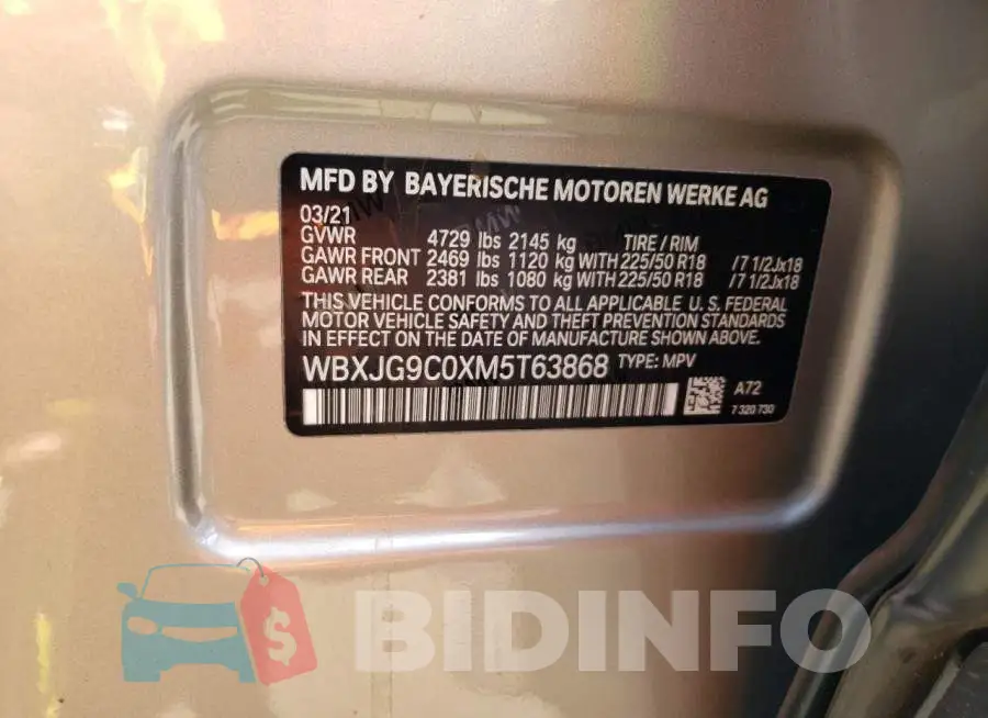 WBXJG9C0XM5T63868 Photo# 10