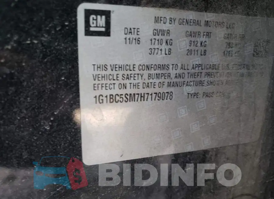 1G1BC5SM7H7179078 Photo# 10