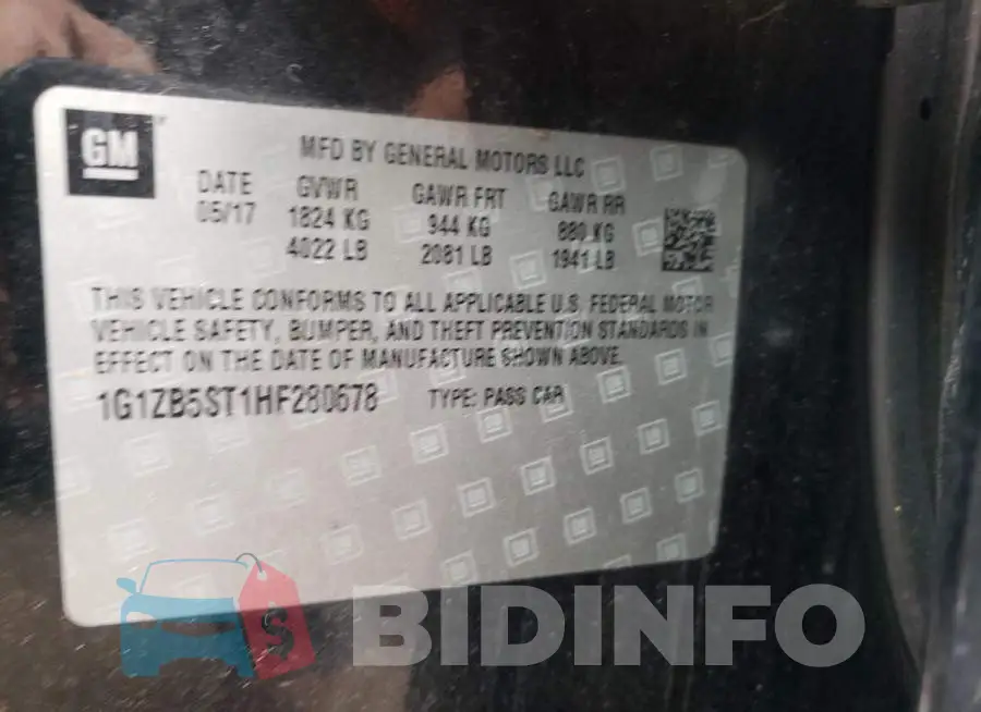 1G1ZB5ST1HF280678 Photo# 10