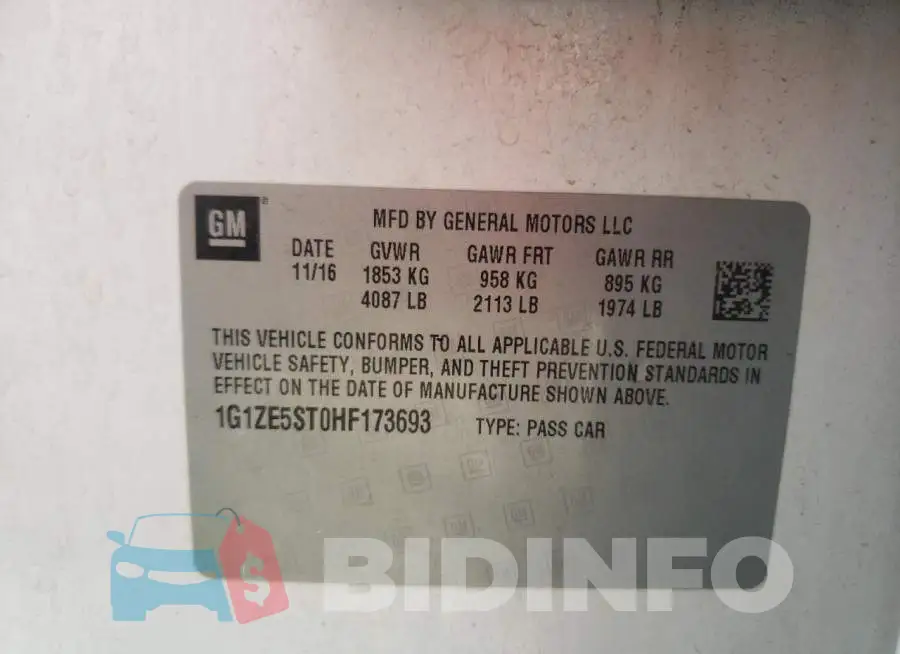 1G1ZE5ST0HF173693 Photo# 10