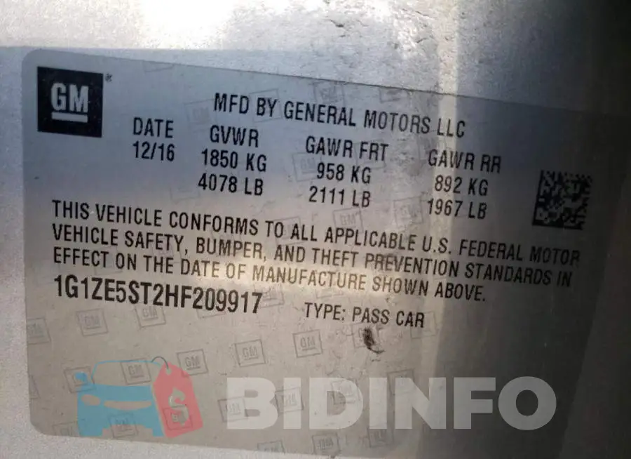 1G1ZE5ST2HF209917 Photo# 10