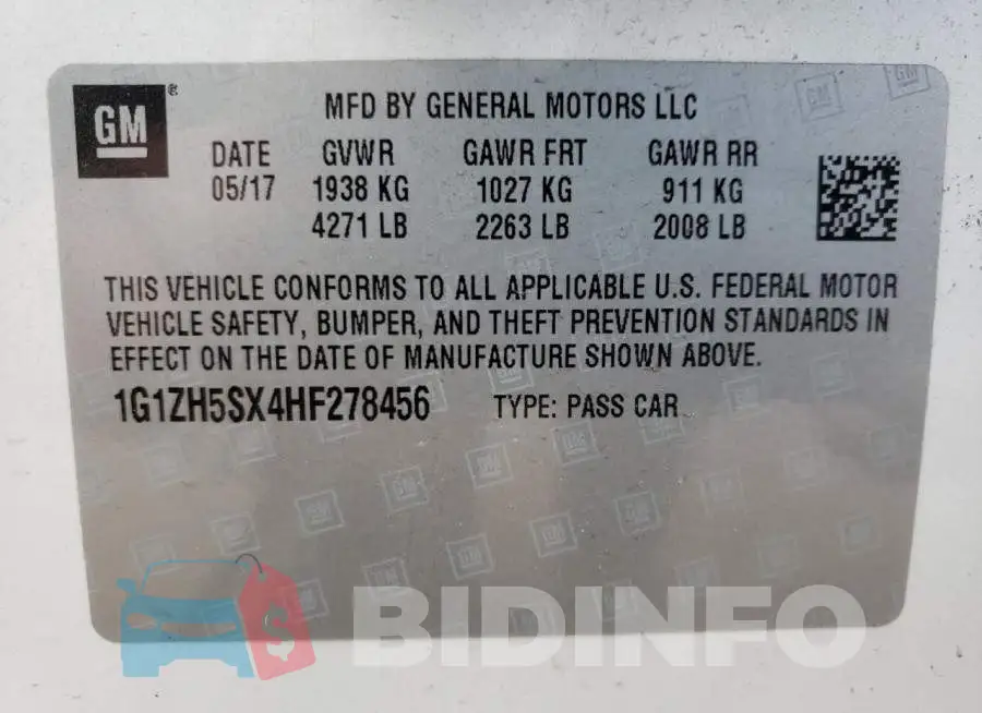 1G1ZH5SX4HF278456 Photo# 10