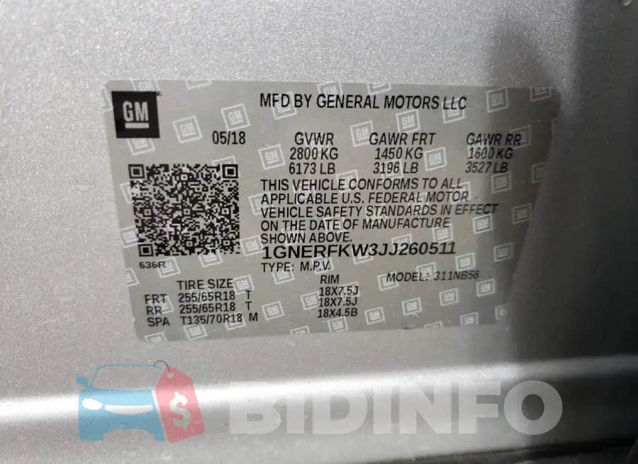 1GNERFKW3JJ260511 Photo# 10