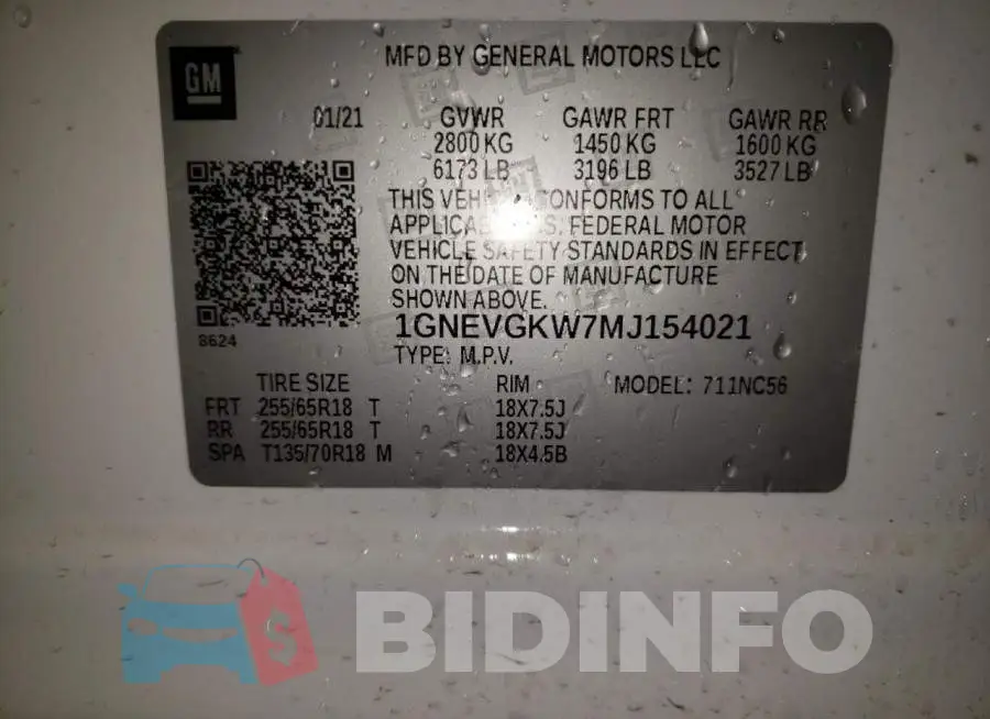 1GNEVGKW7MJ154021 Photo# 10
