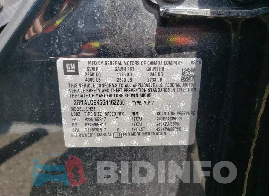 2GNALCEK6G1162230 Photo# 10