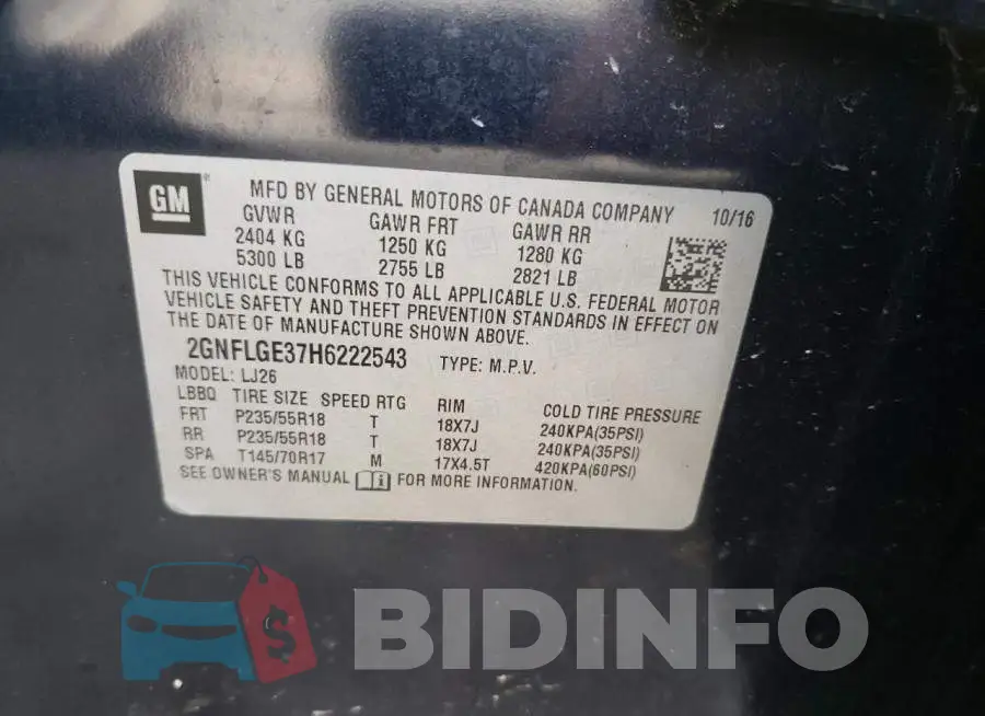 2GNFLGE37H6222543 Photo# 10