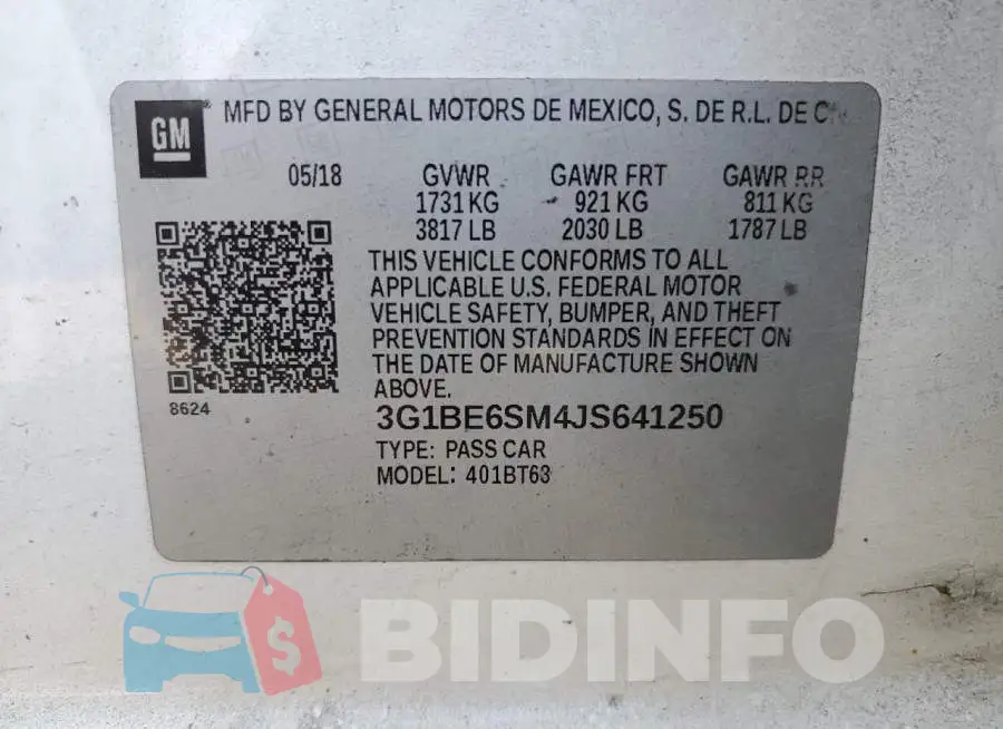 3G1BE6SM4JS641250 Photo# 10