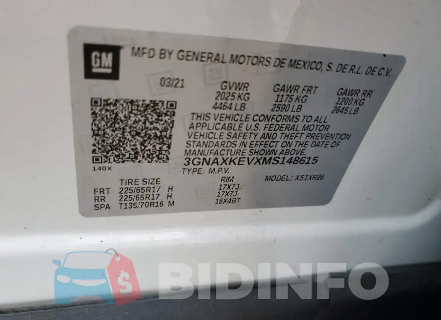 3GNAXKEVXMS148615 Photo# 10