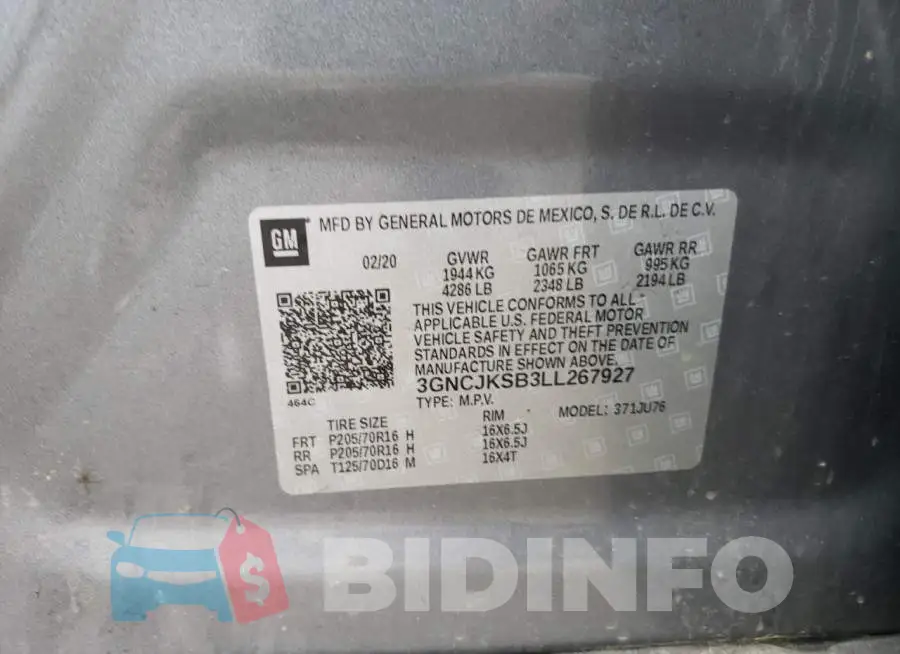3GNCJKSB3LL267927 Photo# 10