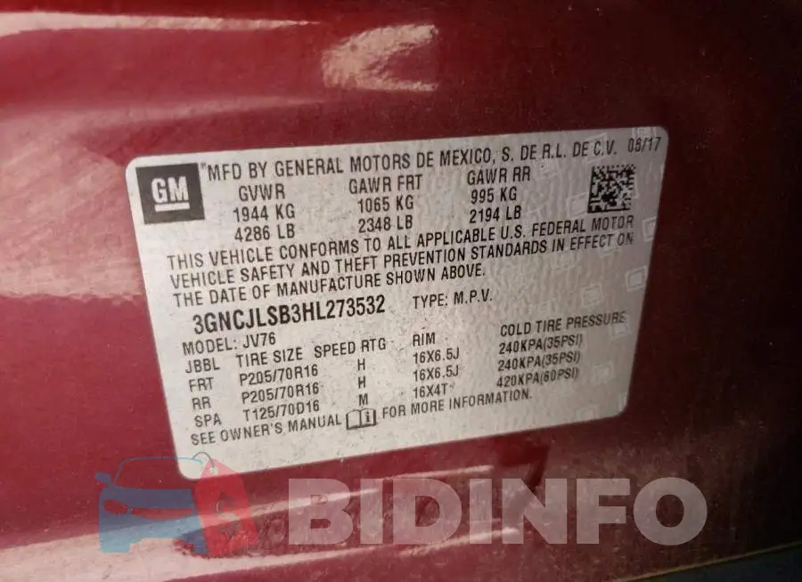 3GNCJLSB3HL273532 Photo# 10